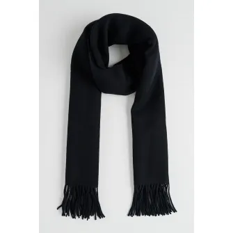 CALVIN KLEIN, Fular de lana cu franjuri, Negru
