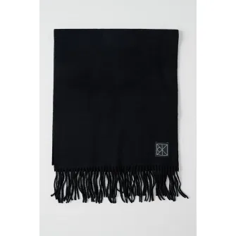 CALVIN KLEIN, Fular de lana cu franjuri, Negru