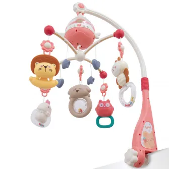 Carusel muzical pentru patut Mappy Star, cu telecomanda si bluetooth, roz