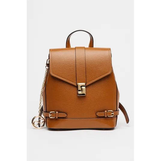 Chiara Canotti, Rucsac de piele cu clapa, Maro scortisoara