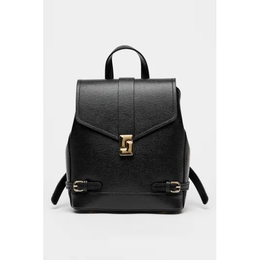 Chiara Canotti, Rucsac de piele cu clapa, Negru