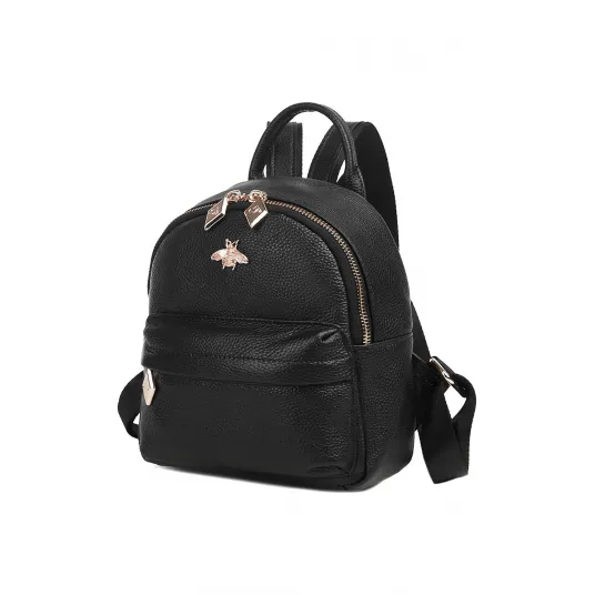C'iel, Rucsac din piele cu buzunare exterioare Teya, Negru stins