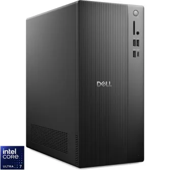 Desktops PC Dell Tower ECT1250 cu procesor Intel® Core™ Ultra 7 265 pana la 5.3GHz, 16GB DDR5 RAM, 1TB SSD, Intel® Graphics, Windows 11 Pro, Black, 3y ProSupport and Next Business Day Onsite Service