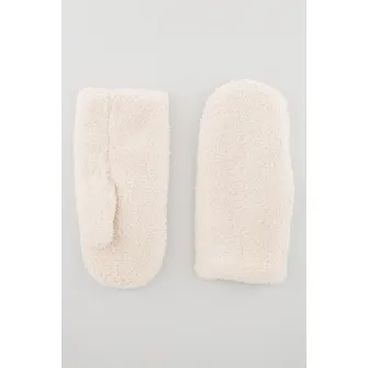 HUGO, Manusi de blana shearling sintetica, Alb fildes, 17 CM