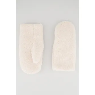 HUGO, Manusi de blana shearling sintetica, Alb fildes, 17 CM