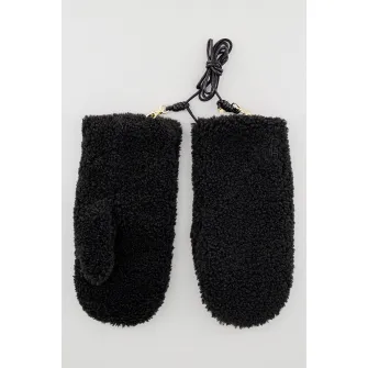 HUGO, Manusi de blana shearling sintetica, Negru, 18.5 CM
