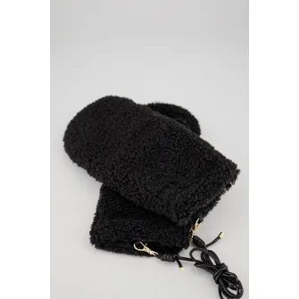 HUGO, Manusi de blana shearling sintetica, Negru, 17 CM