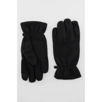 HUGO, Manusi din fleece cu logo brodat, Negru, 21 CM