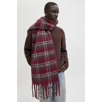 Jack & Jones, Fular cu margini franjurate, Maro, Rosu capsuna