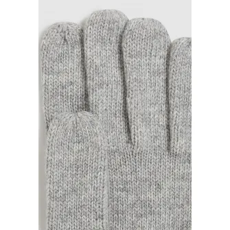 KARL LAGERFELD JEANS, Manusi din tricot cu broderie, Gri deschis melange, 21 CM