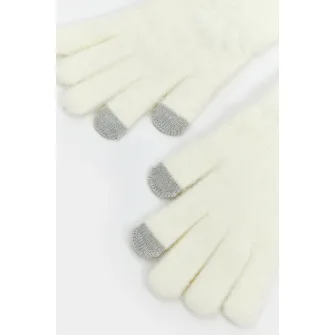 LC WAIKIKI, Set de caciula si manusi compatibile cu ecranul tactil, Crem