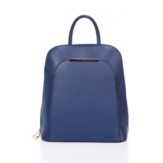 Massimo Castelli, Rucsac din piele cu buzunar exterior, Albastru inchis