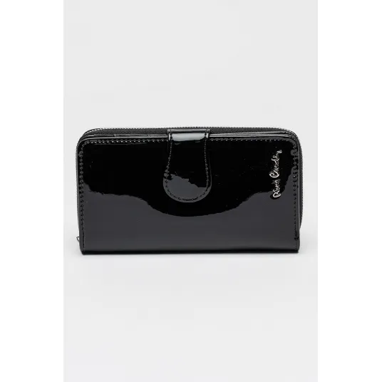 Pierre Cardin, Portofel de piele lacuia cu fermoar, Negru
