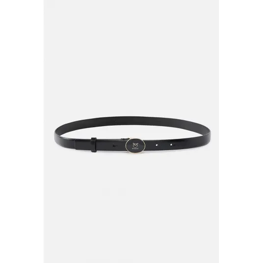 Pinko, Curea ingusta de piele cu catarama cu nit, Negru, 79