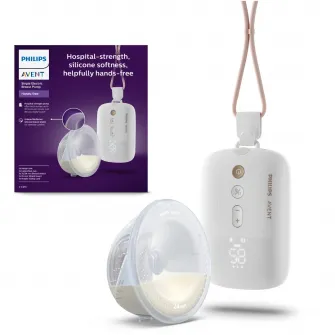 Pompa de san electrica simpla Philips Avent Hands-free SCF531/11, imita ritmul de baut al bebelusului, cupa gradata, 8 moduri de stimulare, 16 niveluri de extagere a laptelui, putere uz spitalicesc