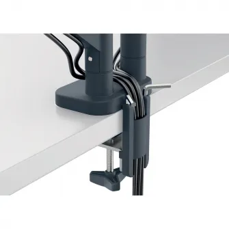 Suport pentru monitor Leitz Ergo, brat ajustabil si extensibil, cu fixare pe birou, gri-carbune