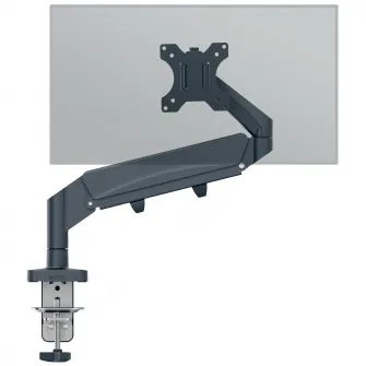 Suport pentru monitor Leitz Ergo, brat ajustabil si extensibil, cu fixare pe birou, gri-carbune