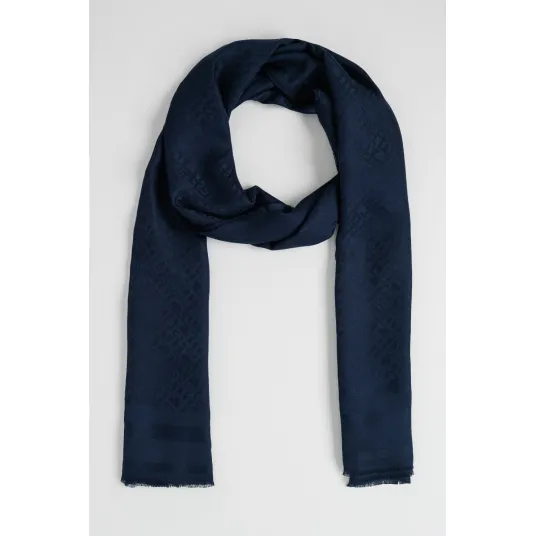 Tommy Hilfiger, Esarfa de modal cu monograma, Bleumarin