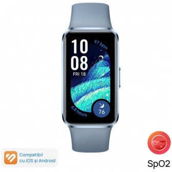 Bratara fitness HUAWEI Band 10, Android /iOS, Blue Aluminum Alloy Body with Blue Fluoroelastomer Strap
