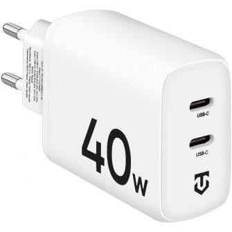 Incarcator retea Tactical Base Plug Dual, 2xUSB-C,40W, Alb