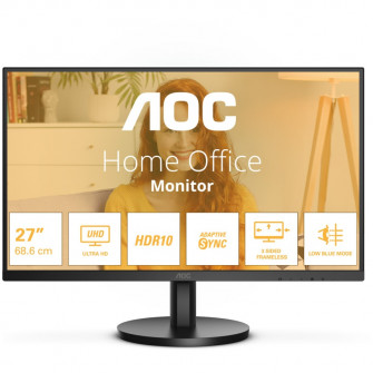 Monitor AOC, 27'', VA, 4K, UHD, 60Hz, 4ms, HDR10, Boxe 2W x 2, HDMI, DisplayPort, U27B3M, Negru