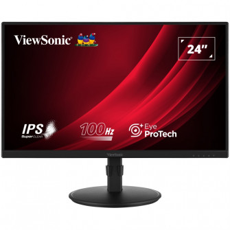Monitor LED IPS ViewSonic VA2408-HDJ 24'', Full HD (1920x1080), 100Hz, 5ms, HDMI, Display Port, VGA, negru