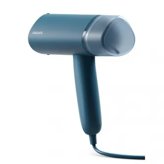 Aparat de calcat vertical cu aburi pliabil, Philips, STH3000/20, Indicator luminos, Rezervor detasabil de 100 ml, 1000 W, Albastru