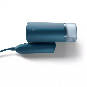 Aparat de calcat vertical cu aburi pliabil, Philips, STH3000/20, Indicator luminos, Rezervor detasabil de 100 ml, 1000 W, Albastru