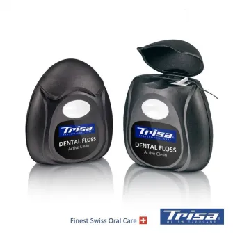 Ata dentara Trisa Active Clean Charcoal, 674966, mentolata, ceruita cu carbon activ, 40 m, Negru