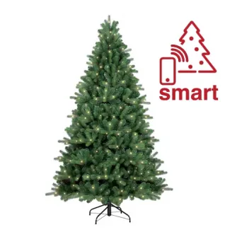 Brad artificial premium Kring Bogota, ace 3D, 400 LED-uri, lumina calda, adaptor smart/control prin telefon, 210 cm, Verde