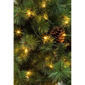 Brad artificial premium, Kring Colorado, cu conuri, 300 LED-uri, lumina calda, adaptor smart/control prin telefon, PP/PVC, 210 cm, Verde