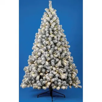 Brad artificial promo Kring Frosted, aspect nins, 350 LED-uri, lumina calda, suport metalic, 210 cm, Alb