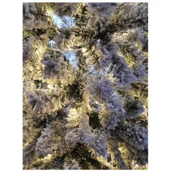 Brad artificial promo Kring Frosted, aspect nins, 350 LED-uri, lumina calda, suport metalic, 210 cm, Alb