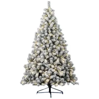 Brad artificial promo Kring Frosted, aspect nins, 350 LED-uri, lumina calda, suport metalic, 210 cm, Alb