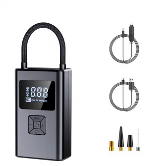 Compresor auto, BOMSTOM, Portabil, Afisaj LED, Negru