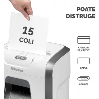 Distrugator documente manual Fellowes Powershred® 15C, 15 coli, cross-cut, alb