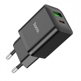 Incarcator Retea Hoco N28, Fast Charging PD20W, 1xUSB-A, 1xUSB-C, Negru