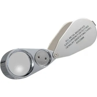Lupa pentru bijuterii, JENUOS®, LED, 40X, Sticla/Aliaj, Argintiu