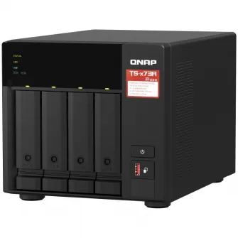 Network Attached Storage Qnap TS-473A-8G cu procesor AMD Ryzen™ V1500B Quad-core 2.2GHz, 4-Bay, 2 Sloturi PCIe M.2 2280, 8GB DDR4, 2 Porturi 2.5GbE