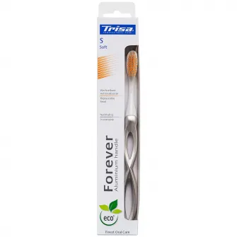 Periuta de dinti manuala ecologica Trisa Forever Soft (cap interschimbabil si maner din aluminiu) 684490 Gri
