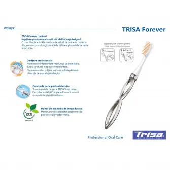 Periuta de dinti manuala ecologica Trisa Forever Soft (cap interschimbabil si maner din aluminiu) 684490 Gri