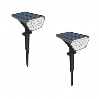 Set 2 lampi solare LED, NUODWELL, Comutator automat, impermeabil IP65, unghi reglabil, poate functiona 8-10 ore, doua moduri de luminozitate, negru
