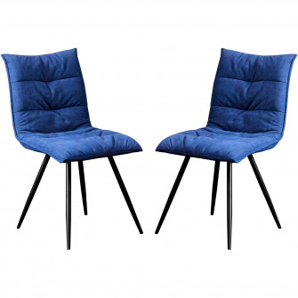 Set 2 scaune Kring Frida, metal/catifea, Albastru