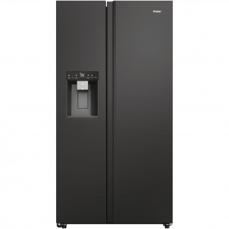 Side by side Haier HSW59F18EIPT, 601 l, Total No Frost, Multi Air Flow, Clasa E, WiFi, SuperCooling, SuperFreezing, Holidays, Dispenser de apa si gheata, H 178 cm, Negru