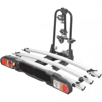 Suport pentru 3 biciclete Green Valley Tilt, prindere pe carligul de remorcare,sistem de basculare,compatibil cu anvelope de pana la 2,8