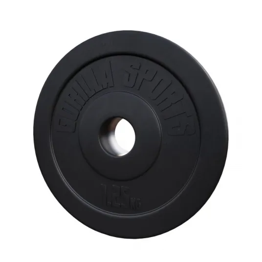 Disc din plastic umplut cu ciment, Gorilla Sports, 1,25 kg 30/31mm, negru