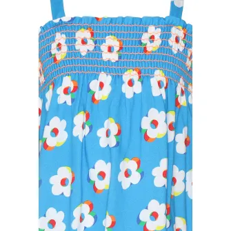 Agatha Ruiz de la Prada, Rochie cu imprimeu floral, fara maneci, Alb, Albastru, 92 CM