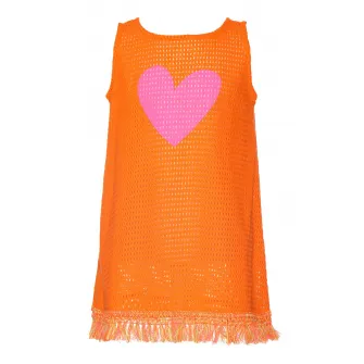 Agatha Ruiz de la Prada, Rochie de plasa cu inimi, Portocaliu, 92 CM