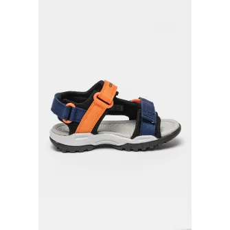 Geox, Sandale cu inchidere velcro Borrealis, Portocaliu, Bleumarin, 24 EU
