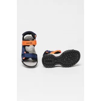 Geox, Sandale cu inchidere velcro Borrealis, Portocaliu, Bleumarin, 26 EU